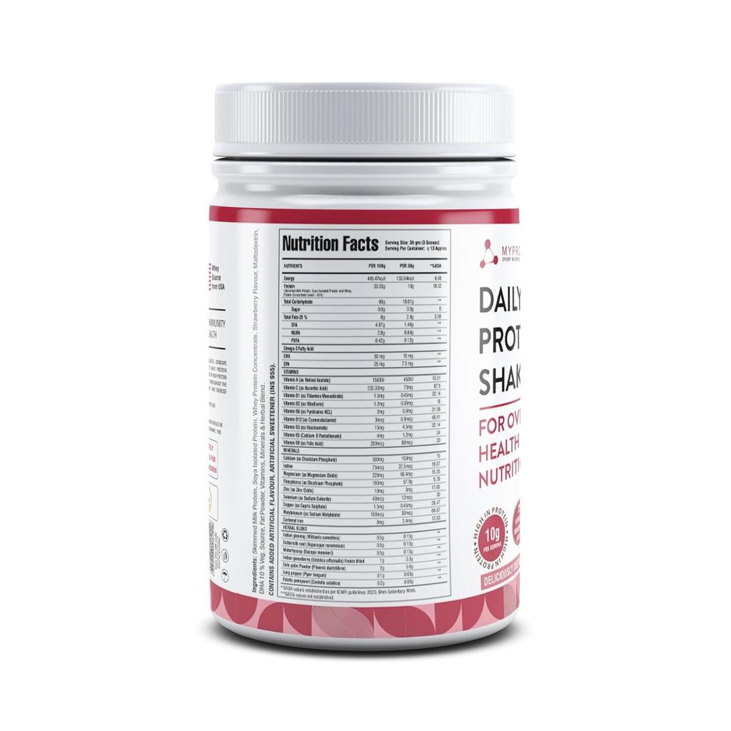 Протеиновый коктейль Клубника (400 г), Daily Protein Shake (Strawberry Milkshake),  Mypro Sport Nutrition