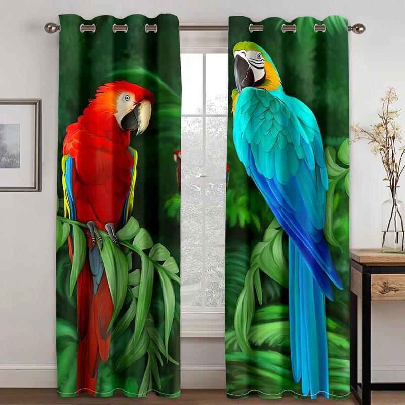 Цветной попугай тропическое растение банановый лист 2 шт. светофильтрующая занавеска для гостиной спальни оконная драпировка