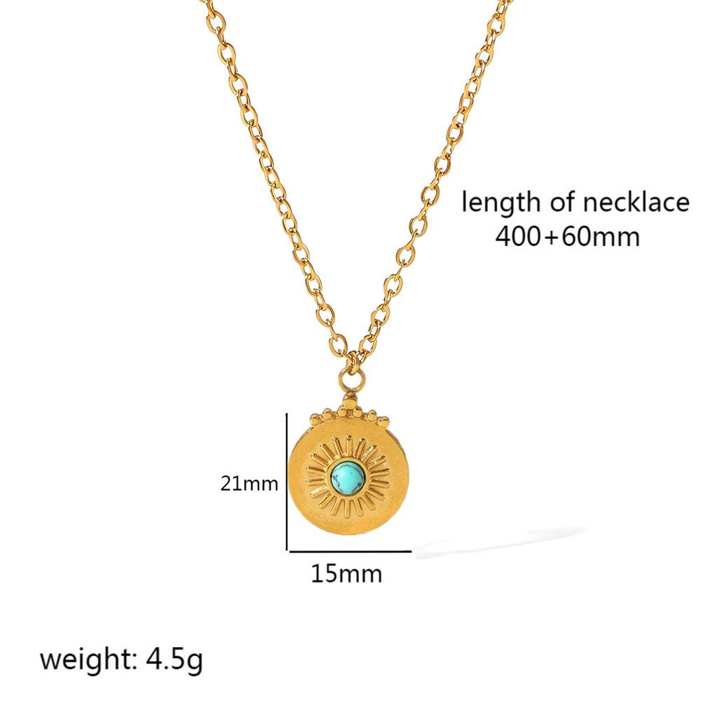 Винтажное ожерелье 18-каратное золото нержавеющая сталь бирюзовый любовь дьявольский глаз кулон премиум чувства ожерелье для женщин