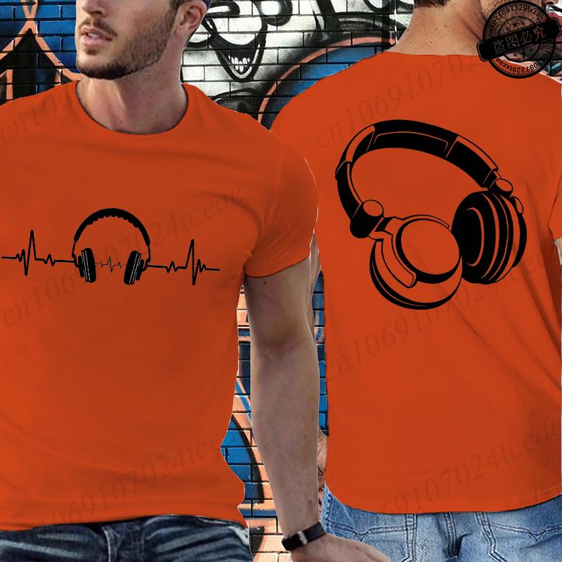 Music Dj Fashion T Shirt Men Women Headphone Music Lover Print Tshirt Short Sleeve Round Neck Men Casual Summer Fashion T-shirt