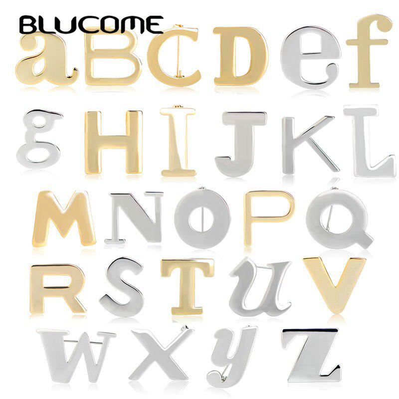 Blucome Модные броши с 26 алфавитами, медные ювелирные изделия, брошь с буквенным именем для женщин и детей, булавки для костюма на день рождения