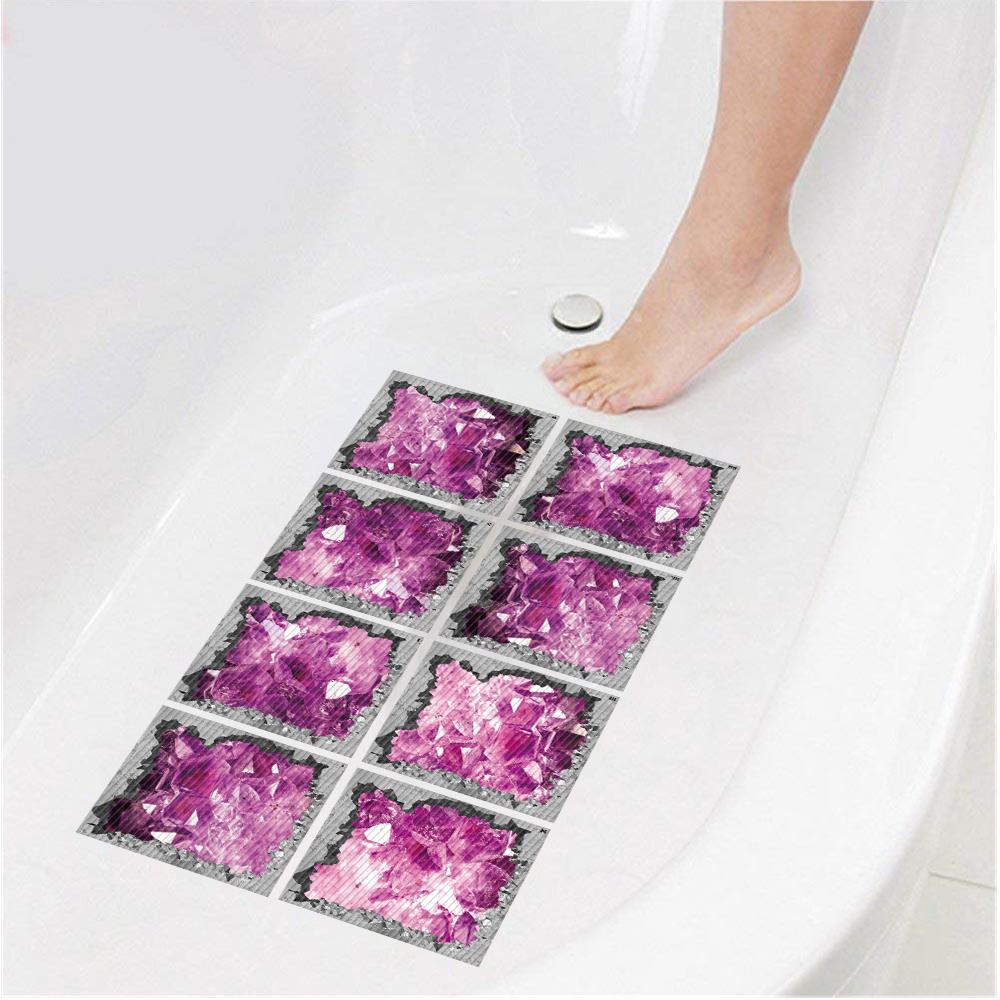 8Pcs 3D Bathtub Anti-Slip Stickers - Waterproof PVC Bathroom Safety Decals - Decorative 13x13cm Removable Self-Adhesive Mural