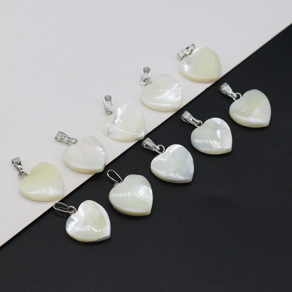 10Pcs/Pack Small Natural Shell Heart Pendant Women Men Charms DIY Jewellery Mother's Day Gifts 15x15mm
