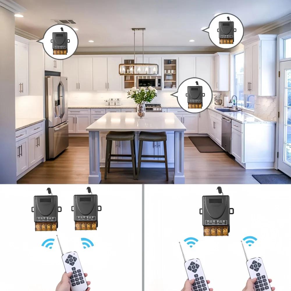 433 Mhz RF Wireless Universal Remote Control Switch DC 12V 24V 72V 30 Amp Relay 1000 Meters Remote ON OFF Home Appliances for Pump Lamp Fan DIY