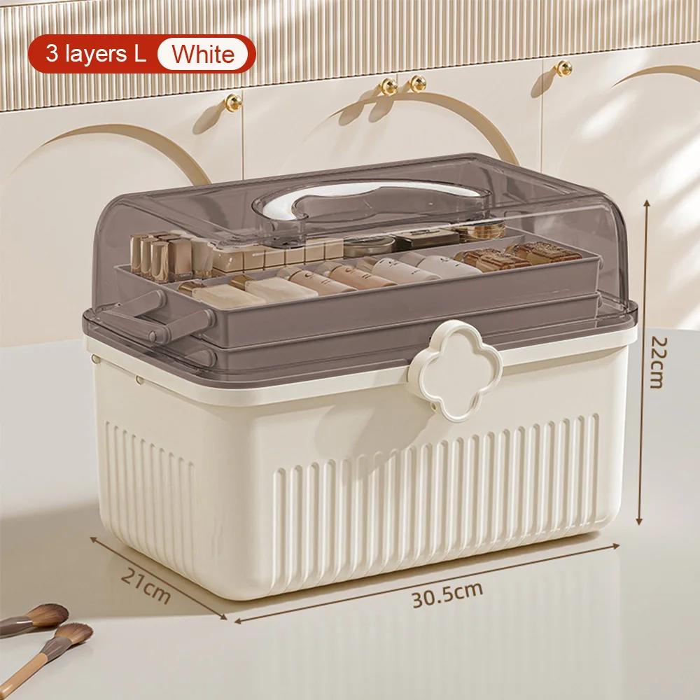 3-слойный органайзер для хранения косметики, большая вместимость, органайзер для средств по уходу за кожей, коробка для хранения помады, теней для век, косметический органайзер