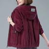 Mid-Length Windbreaker Women Spring and Autumn Corduroy Jacket Thin Hooded 5XL Loose Casual Coat Female