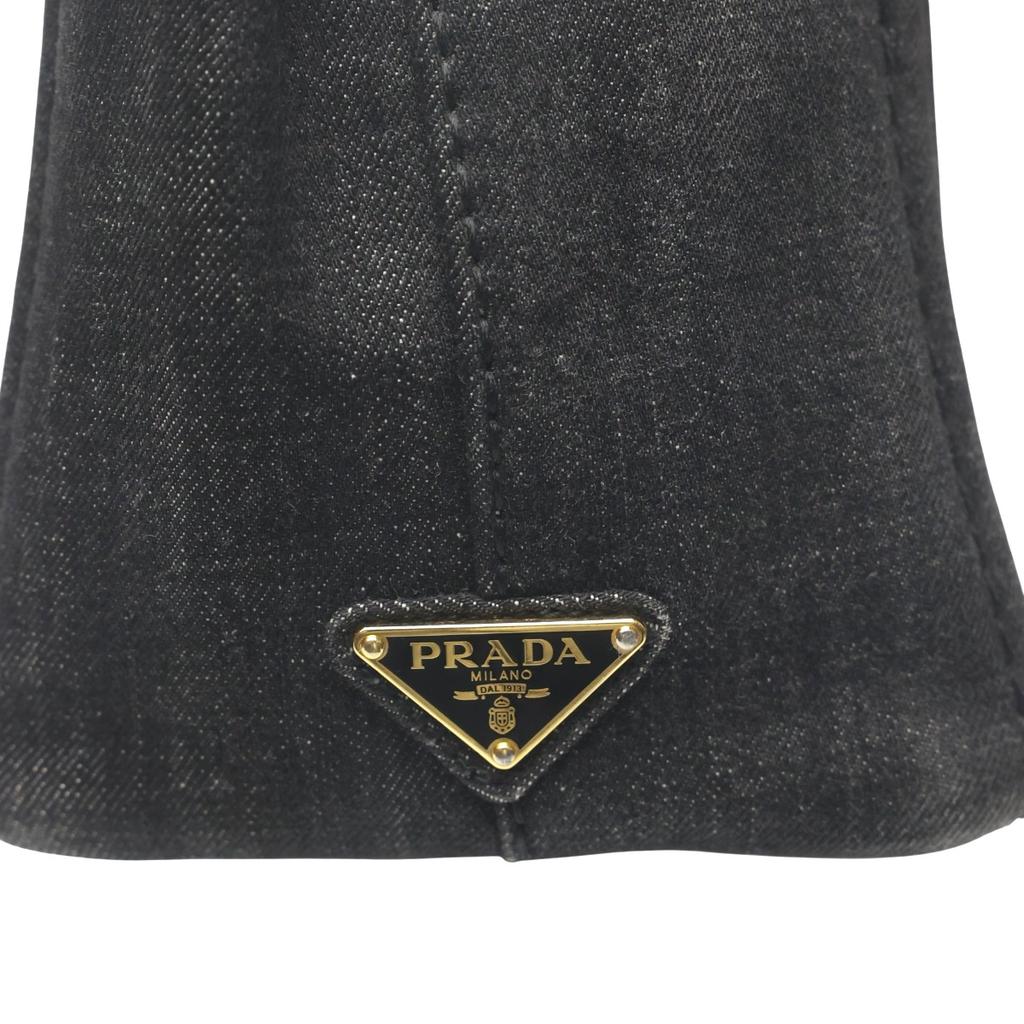 PRADA denim Canapa Tote Bag denim black Women B2439G Used