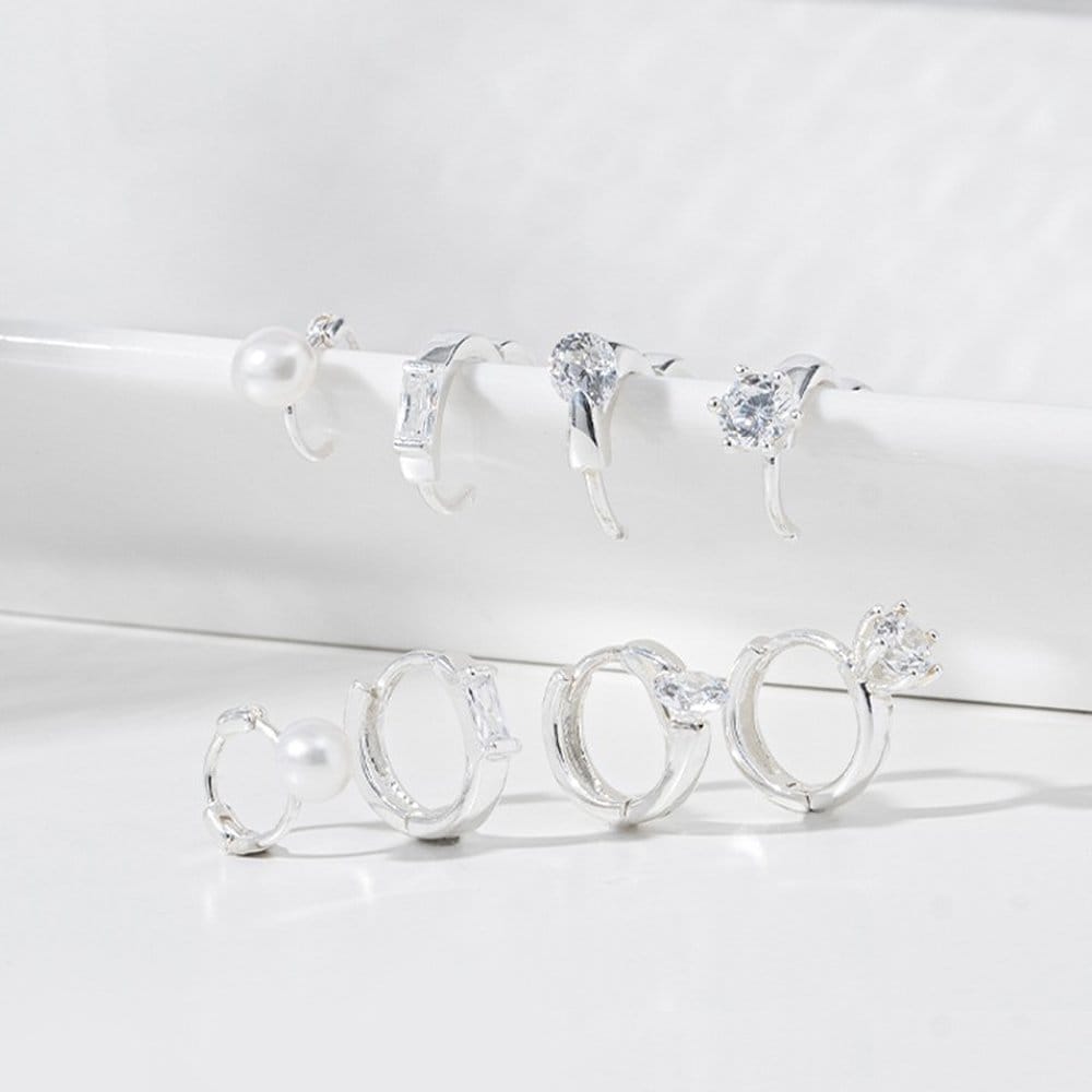 925 Silver Morebright One-Touch Ring Earrings (Choose 1 of 4)