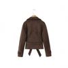 Womens Suede Faux Leather Blazer Jacket With Notched Lapel Double Breasted Long Sleeve 2026 Vintage Chic