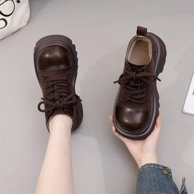 Женские ботинки Мартин на толстой подошве из коровьей кожи, новые, в стиле ретро, модные, универсальные, короткие ботинки на небольшой платформе