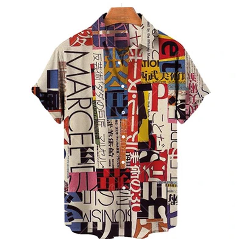 Гавайская мужская рубашка с коротким рукавом с принтом, большая летняя пляжная рубашка, свободная повседневная пляжная одежда для серфинга и пляжа