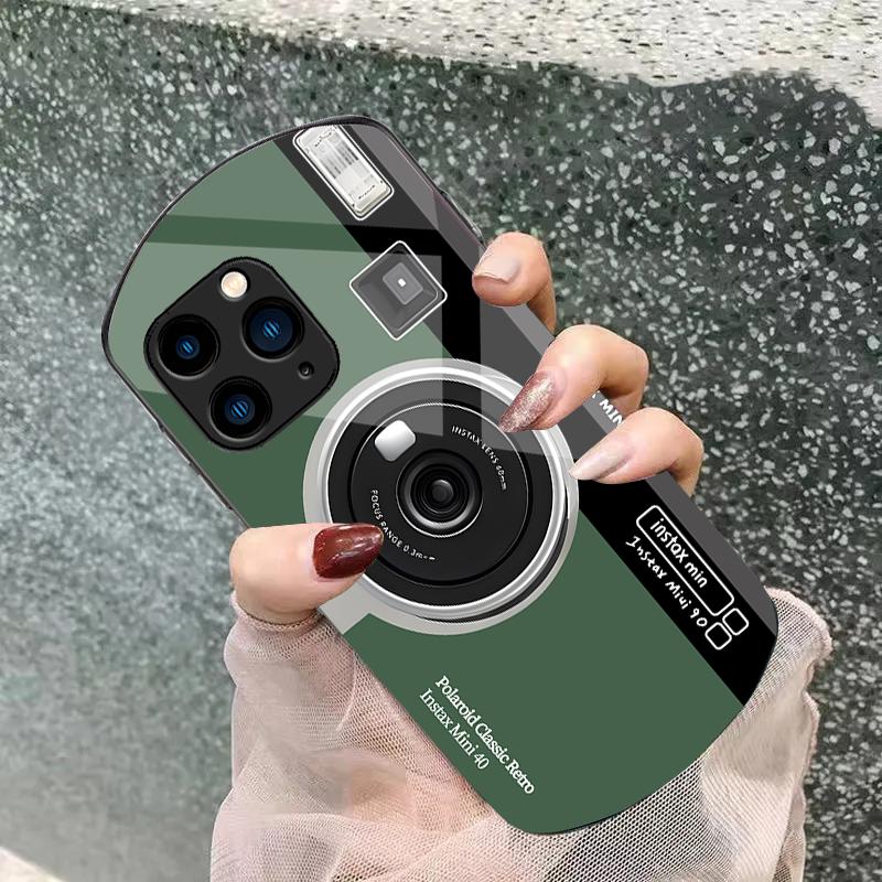 Древняя камера Розово-фиолетовая Для iPhone 11 12 13 14 15 Pro Max Plus Mini 7 8 Se 2020 X Xs Xr Эллиптический Чехол для телефона из закаленного стекла