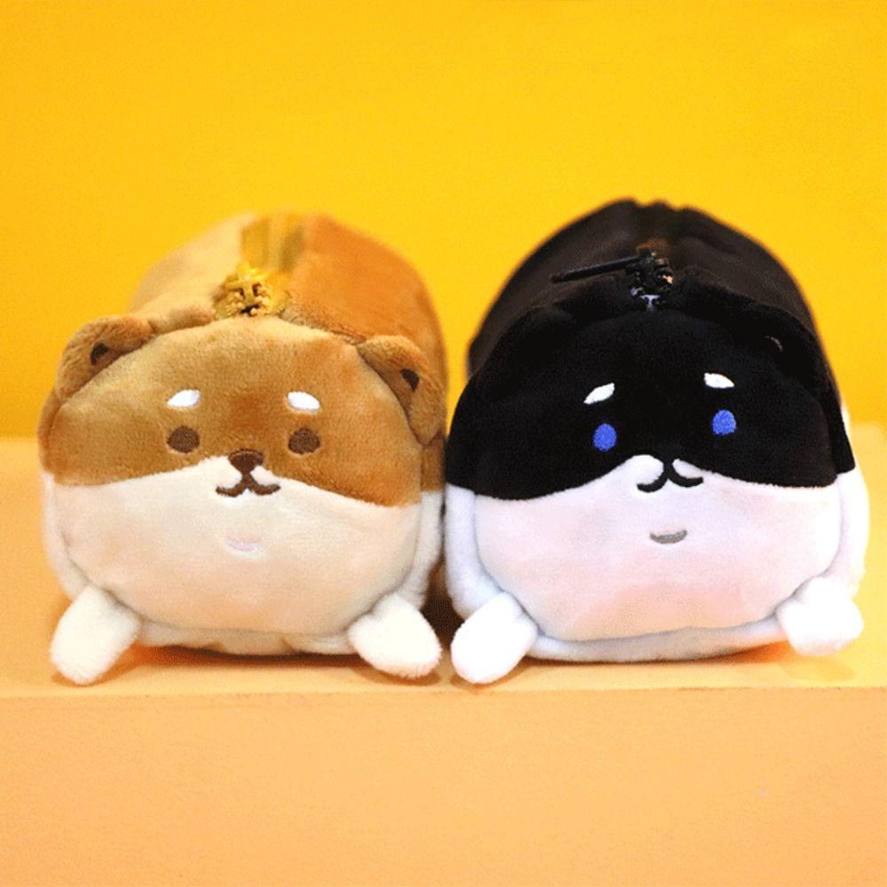 Fluffy Large Capacity Pen Case Kawaii Stationery Box Poatable Corgi Modeling Pencil Pouch  Supplies