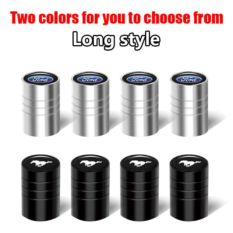 DRZG2 4Pcs Metal Car Tire Wheel Valve Stem Caps Cover For Ford Focus Mustang Ranger Fiesta Kuga Mondeo Fusion Auto Tuning Accessories