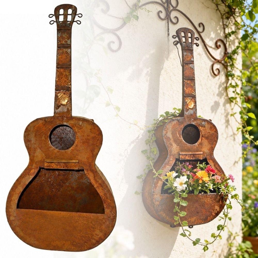 Dual-use Wall-mounted Flowerpot Rusty Red Ironart Bird's Nest Outdoor Planter Home Decoration