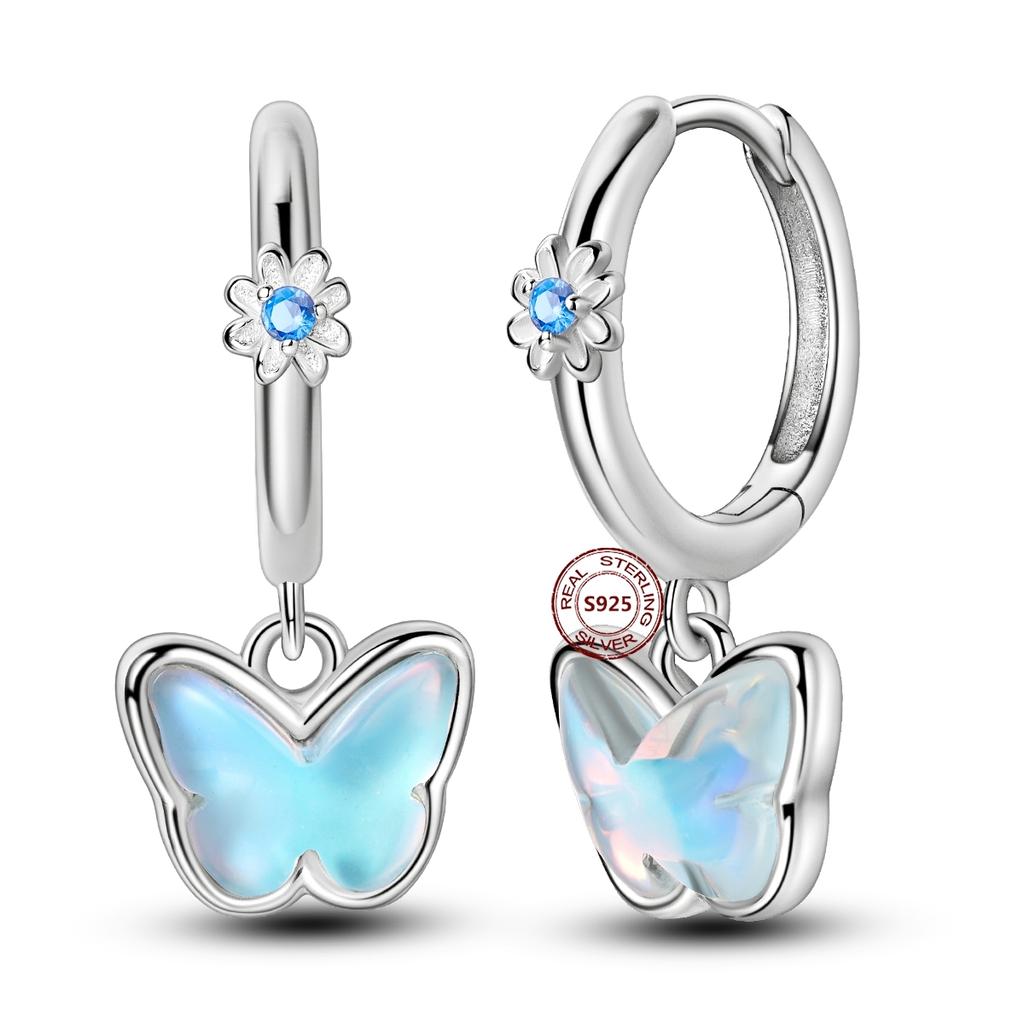 Серьги в виде совы из сияющего голубого циркония, серебряные серьги 925 пробы с дурным глазом для женщин, свадебные, помолвочные, планета, луна, звезда, циркониевые украшения