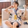 Новые летние модные мягкие хлопковые женские пижамы с принтом животных, шорты для сна, кимоно, свободная ночная рубашка для молодых девушек