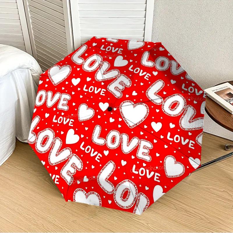 1pc Love, Heart Automatic Folding Umbrella, Heavy-Duty 8-Rib Construction, Perfect for Everyday yy251114180