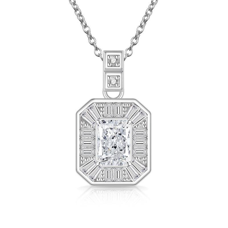 Colored Treasure Ice Flower Cut No Matter Brand Necklace Super Flash High Carbon Diamond Plated Real Gold Pendant