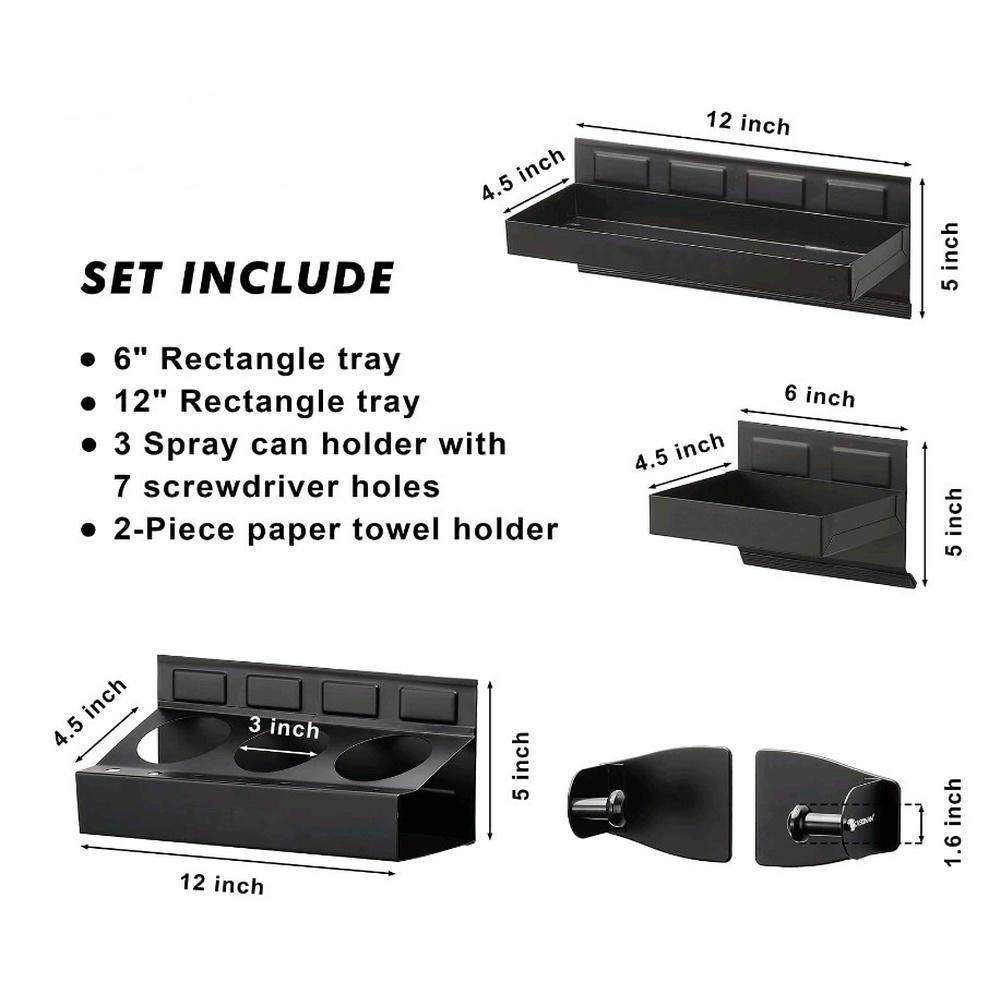 Органайзер для гаража Цвет как показано Магнитный лоток для инструментов Держатель для бумажных полотенец в комплекте Противоцарапающаяся поддержка Конструкция с поворотной точкой