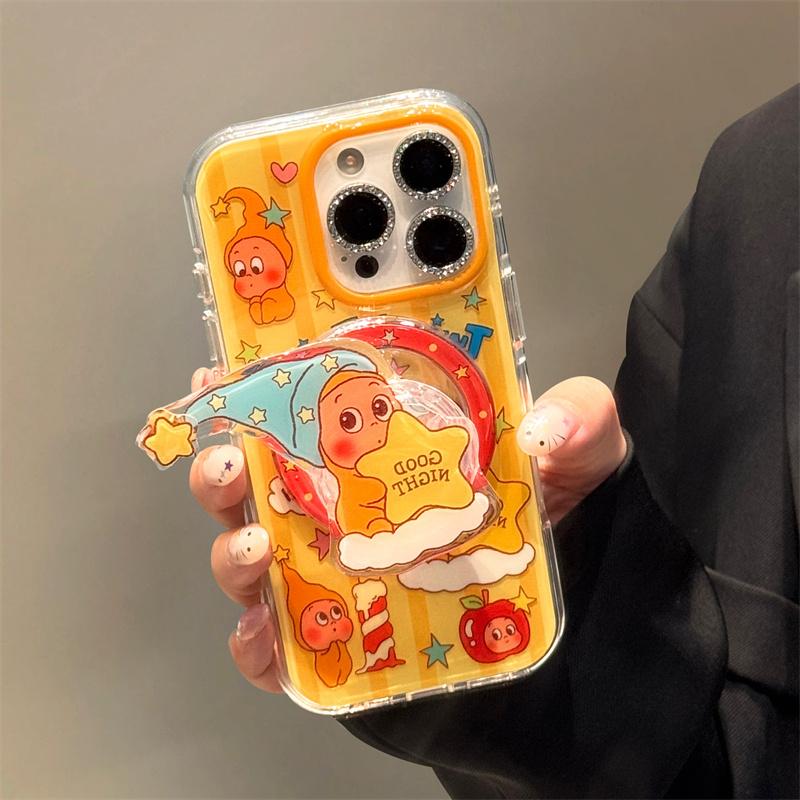 Забавный Милый Звездный Детский Магнитный Чехол для Телефона для iPhone 16 Pro 14 15 Pro Max Чехол с Подставкой Ударопрочные Защитные Чехлы с Мультяшным Рисунком