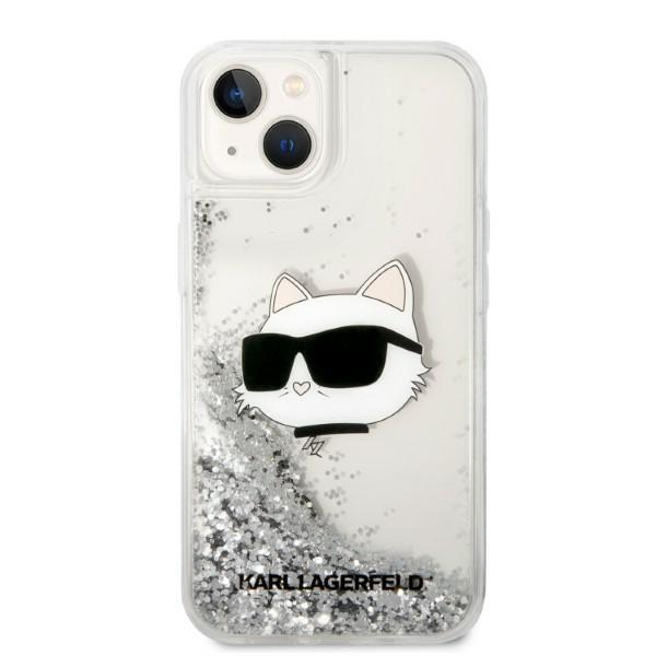 Etui do iPhone 14 Plus Karl Lagerfeld Glitter Choupette Srebrne