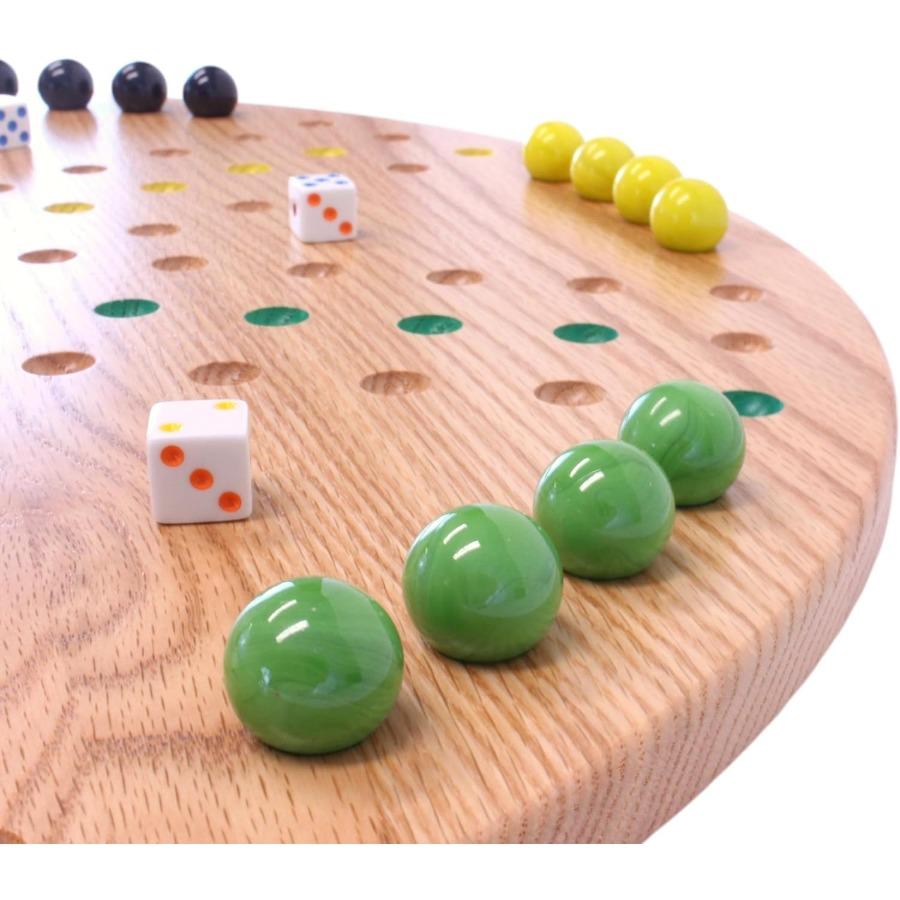 Набор игрового поля Wahoo Marble Круглый 22 Широкий Игра в шарики Дерево Массив дуба Двусторонний с большими шариками 22 мм и кубиками в комплекте За штуку