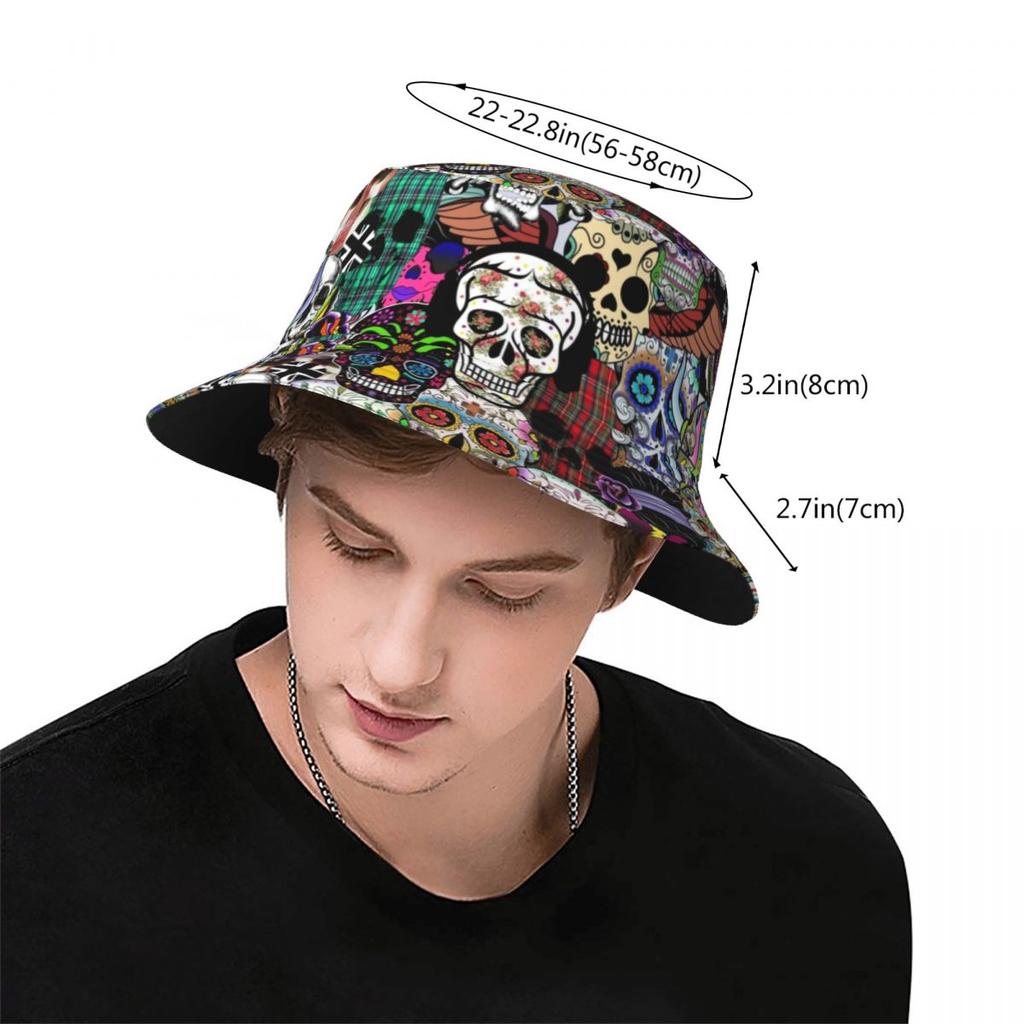 Halloween Day Of The Dead Bucket Hat Women Unisex Unisex Trendy Sugar Skull Catholic Summer Fisherman's Hat
