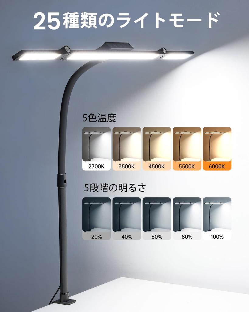 LIFENGSOLER Настольный светильник с зажимом Управление 3 Стойка для светильника Автоматически включается с датчиком движения Настольный светильник Настольная лампа Регулировка Свет для монитора Уровень