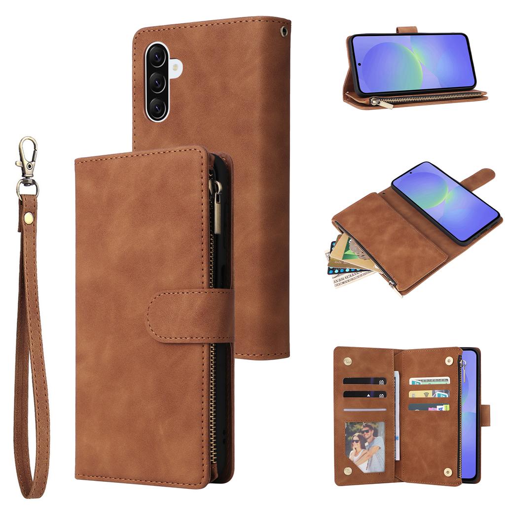 For Samsung Galaxy A36 5G Case Zipper Wallet Multiple Card Slots Leather Phone Cover