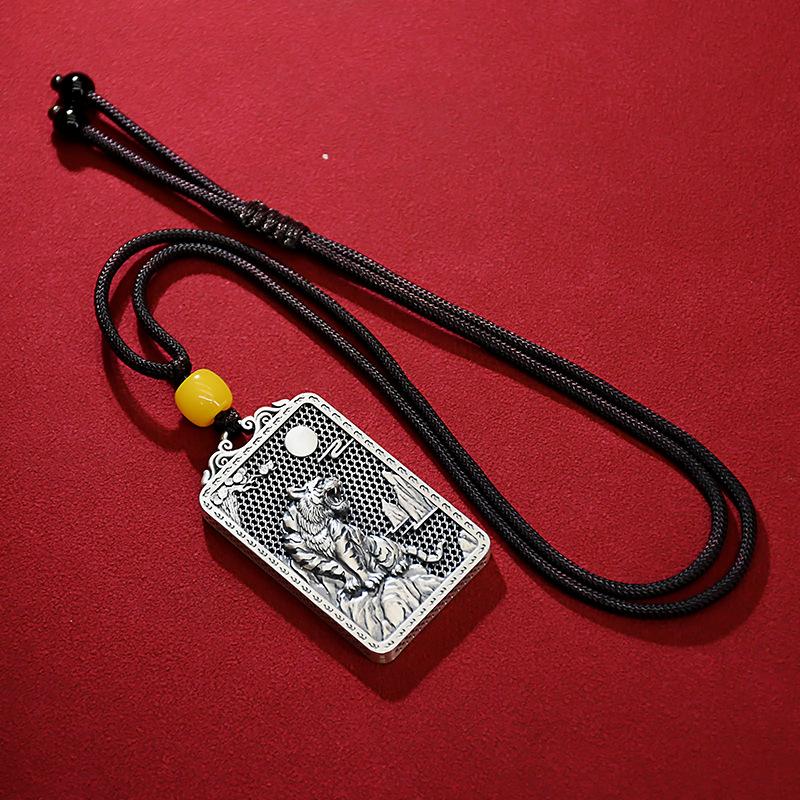 Antique Zodiac Tiger Pendant for Men and Women Couple Style Square Brand Tiger Mountain Pendant
