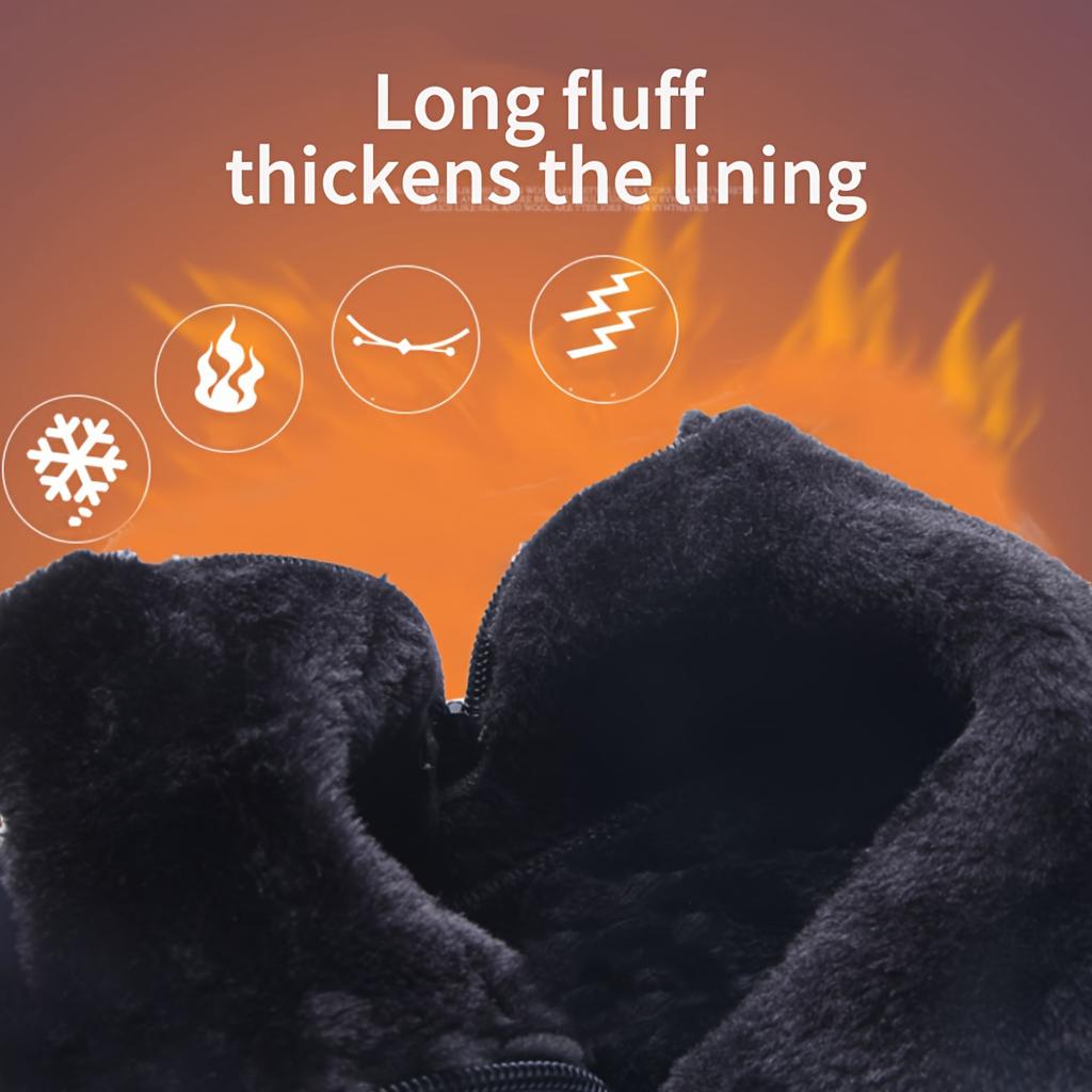 Men's Non-slip, Windproof Soft-soled Snow Boots with Plush Lining and Side Zipper for Outdoors, Fall and Winter