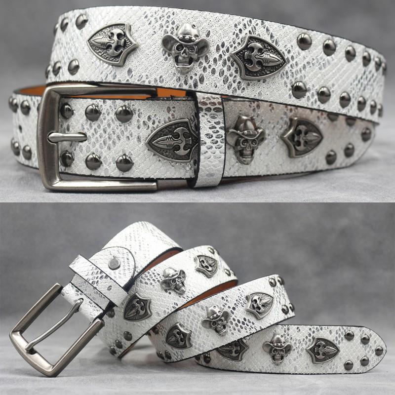 Punk Belt Men Women Rivet Decor PU Leather Waistband Casual Versatile