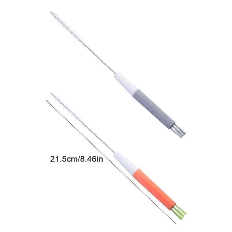 Многофункциональная соломенная щетка 3-в-1 Щетка для щели Бутылочка для кормления Щетка для соски Шланг Удлиненная чистящая щетка Чистящая щетка для крышки крышки серая