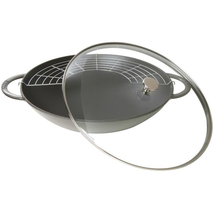 STAUB 405093360 - Wok avec couvercle - Ø 37 cm - Gris graphite - Tous feux dont induction