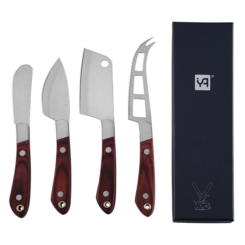 420 Stainless Steel Small Dinner Dark Wood Handle Charcuterie Cheese Fruit Cutter Server Mini Butter Spreader Cutlery Tool 6
