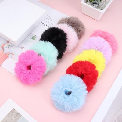 Rabbit Fur Hair Bobbles Fur Hair Scrunchies Pom Pom Hair Tie Elastic Hair Bands Ponytail Holders