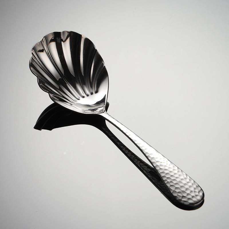 304 Stainless Steel Hammer Point Shell Public Spoon Lotus Spoon High Value Home Creative Gifts Tableware Meal Sharing