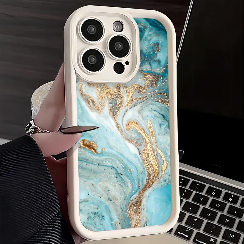 Чехол для телефона iPhone 17 Air 16E 15 16 Pro Max Золотой Гранитный Мраморный Рисунок Чехол 14 Plus 13 12 Mini Мягкий Силиконовый Fundas
