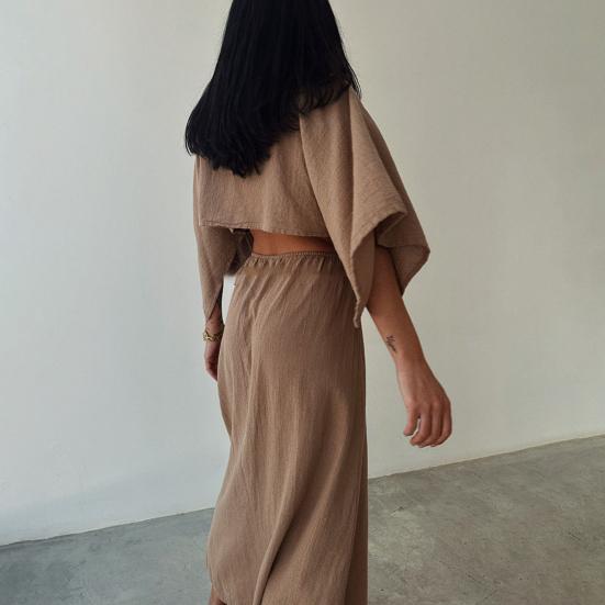 Женское платье макси с V-образным вырезом, сексуальное облегающее платье с коротким рукавом и разрезом, летнее длинное платье из хлопка и льна для пляжного отдыха