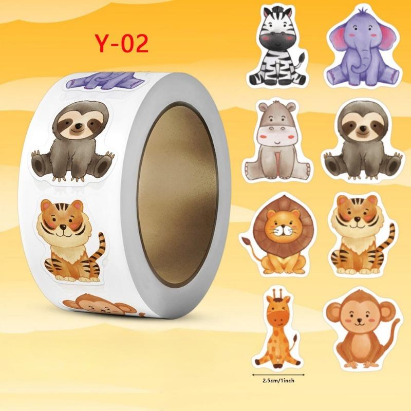 500pcs/roll Round Cat Funny Label Stickers for Packaging Phone Cases Suitcases Laptops Ins Hot Expression Stickers