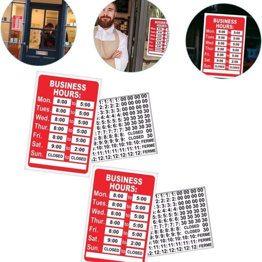 Self-Adhesive Store Opening Signs Decal Sunproof Business Hours Window Decal Cafe Business