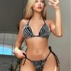 Новый европейский и американский сексуальный полосатый купальник бикини для женщин 2024
