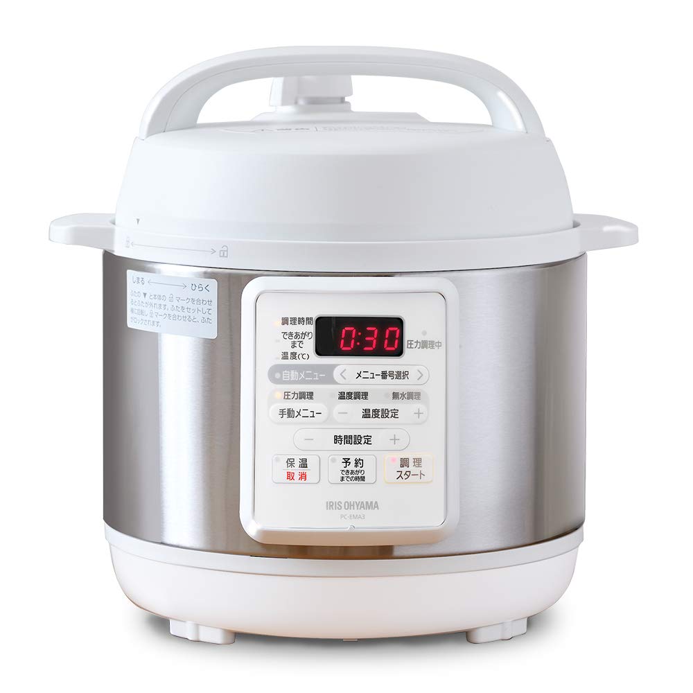 Iris Ohyama Electric Pressure Can Cook At Low Includes Reservation Can Make Comes with Equipped with 12 Automatic White Cooker, 3L, Temperatures,