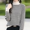 Navava Women Ruffle Stripe Turtle Neck Knit Top Nk2447