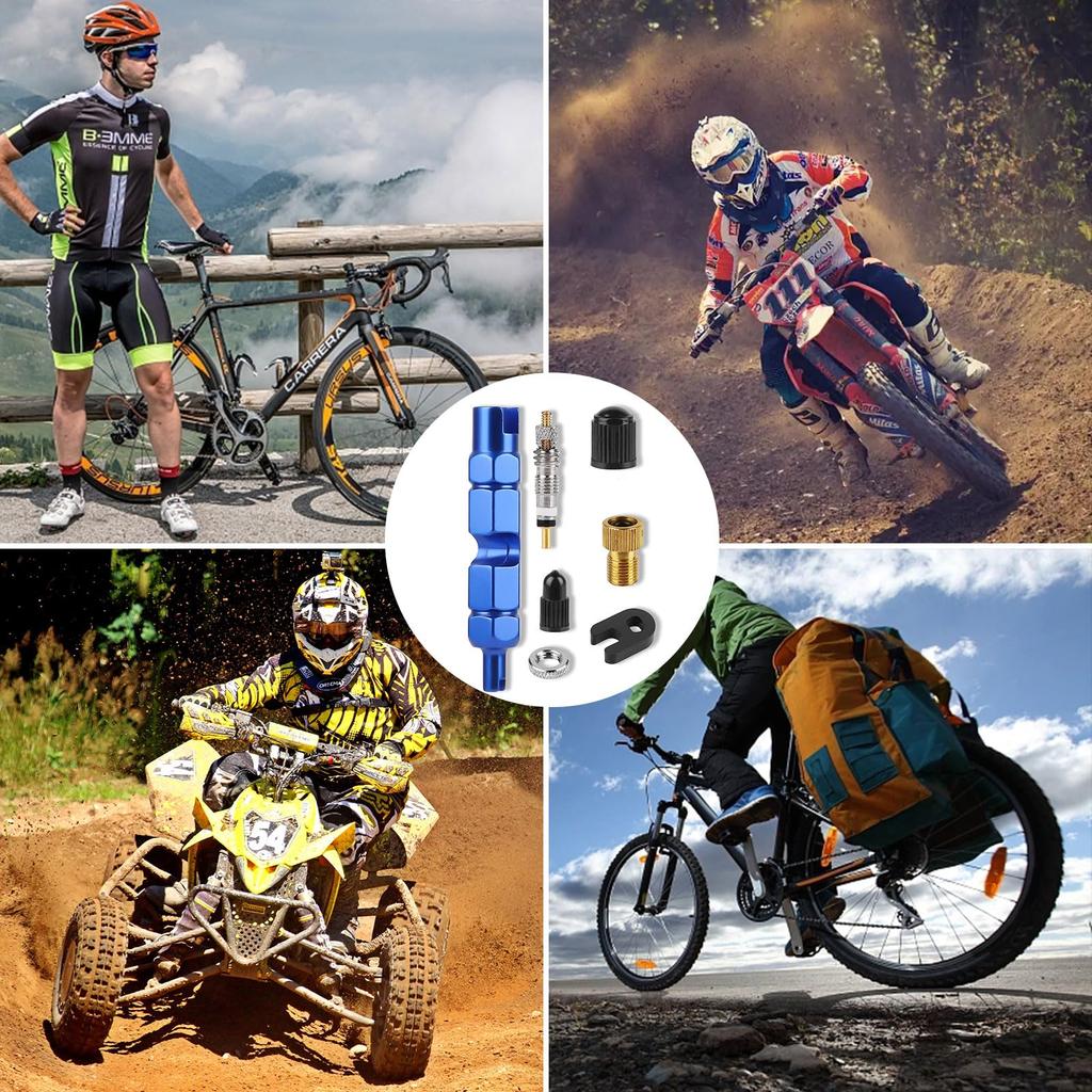 Presta Valve Core Bicycle Valve French Valve Core Conversion Adapter Bicycle Road Tire Air Valve Replacement Tool Wrench Tool Kit of (Набор 19)