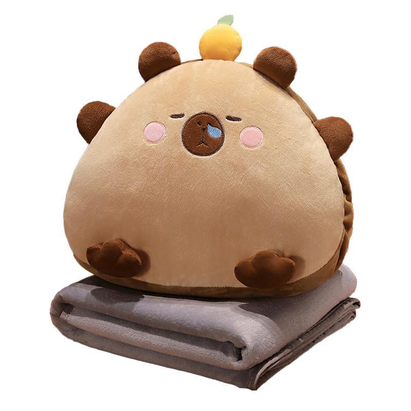 Rice Ball Cartoon 3 In 1 Capybara Pillow Air Conditioning Blanket Nap Toy Plush