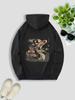 Men's Koi Fish Print Hoodie with Kangaroo Pocket- Casual Long Sleeve Sweater, Drawstring, Autumn W