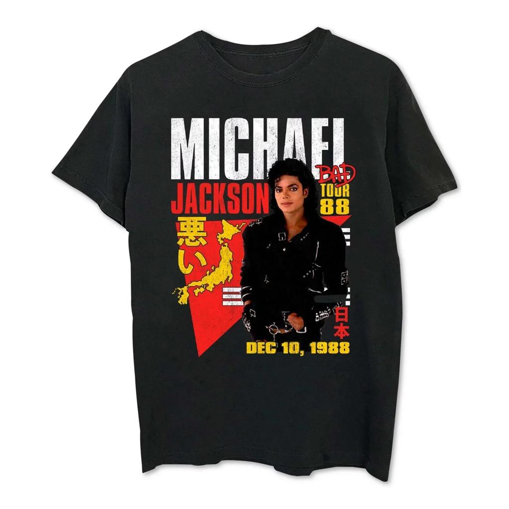Графическая футболка Michael Jackson Bad Tour 88 100% Хлопок Круглый вырез Летняя с коротким рукавом Повседневная мужская футболка Размеры S-3XL