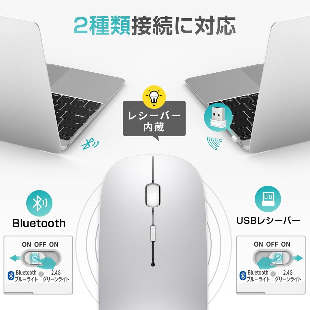 Беспроводная мышь Bluetooth мышь беспроводная ультратонкая тихая перезаряжаемая энергосберегающая 3DPI режим высокоточная портативная совместимая с Pro 2.4GHz